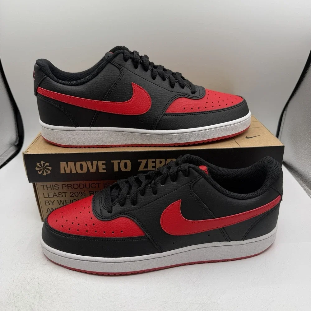 Nike Court Vision Low Next Nature NN Shoes Mens Sz 11.5 Black/Red FJ0685-010